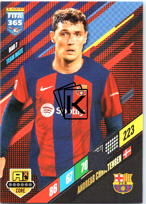 fotbalová karta Panini FIFA 365 2024 Adrenalyn BAR7 Andreas Christensen