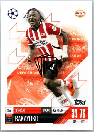 fotbalová kartička 2024-25 Topps Match Attax UEFA Club Competitions 259 Johan Bakayoko (PSV Eindhoven)