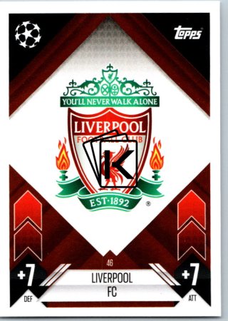 fotbalová kartička 2024-25 Topps Match Attax UEFA Club Competitions  46 Team Badge (Liverpool)