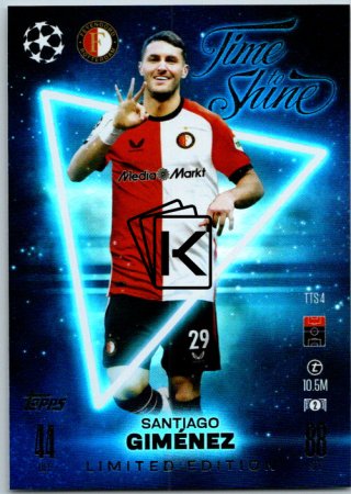 fotbalová kartička 2024-25 Topps Match Attax UEFA Club Competitions Limited Edition Time To Shine TTS4 Santiago Giménez (Feyenoord)