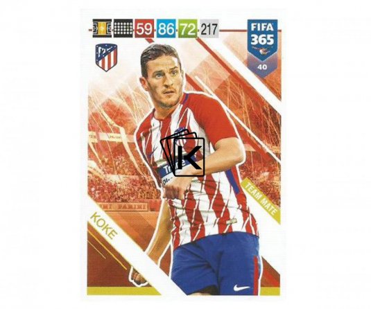 Fotbalová kartička Panini FIFA 365 – 2019 Team Mate 40 Koke Atletico de Madrid