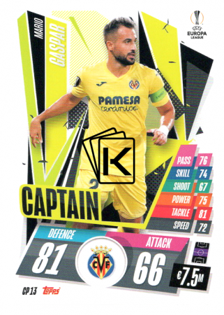 fotbalová kartička 2020-21 Topps Match Attax Champions League Extra Captain CP13 Mario Gaspar Villarreal CF