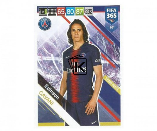 Fotbalová kartička Panini FIFA 365 – 2019 Team Mate 97 Edinson Cavani PSG