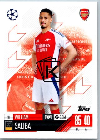 fotbalová kartička 2024-25 Topps Match Attax UEFA Club Competitions  31 William Saliba (Arsenal)