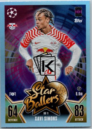 Fotbalová kartička 2023-24 Topps Match Attax UEFA Club Competitions Star Ballers Limited Edition BB 11 Xavi Simons (RB Leipzig)