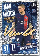 Fotbalová kartička 2023-24 Topps Match Attax UEFA Club Competitions  Man of the Match Signature Style  415	Marco Verratti Paris Saint-Germain