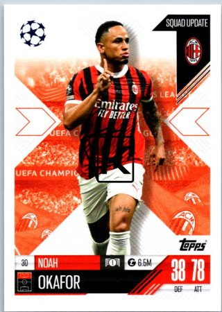 Fotbalová kartička 2024-25 Topps Match Attax EXTRA UEFA Club Competitions Squad Update 30.  Noah Dkafor (AC Milan)