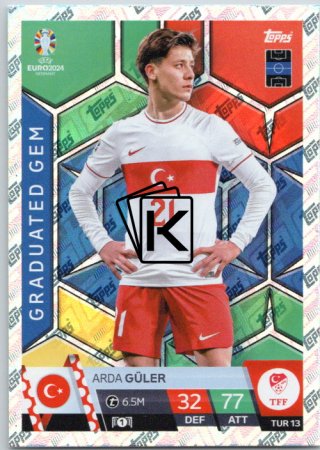 fotbalová karta Topps Match Attax EURO 2024 TUR13 Arda Güler (Turkey)  -  Graduated Gem