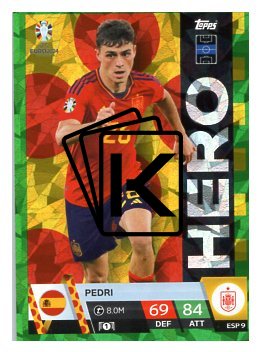fotbalová karta Topps Match Attax EURO 2024 Green parallel Hero ESP 9 Pedri (Spain)