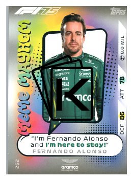 2025 Topps Turbo Attax F1 Aston Martin Meme Mayhem HP 252 Fernando Alonso