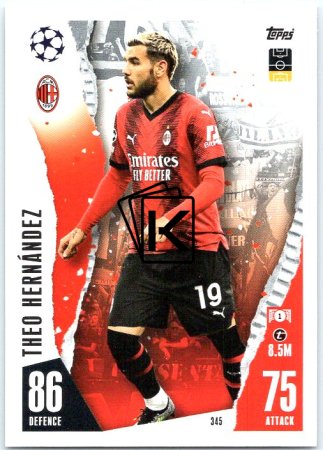 Fotbalová kartička 2023-24 Topps Match Attax UEFA Club Competitions 345 Theo Hernández AC Milan