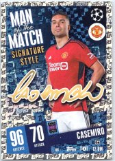 Fotbalová kartička 2023-24 Topps Match Attax UEFA Club Competitions  Man of the Match Signature Style 408	Casemiro Manchester United