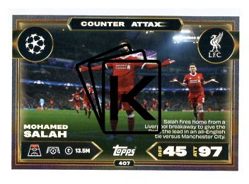 fotbalová kartička 2025-26 Topps Match Attax UCC 407 Mohamed Salah (Liverpool)