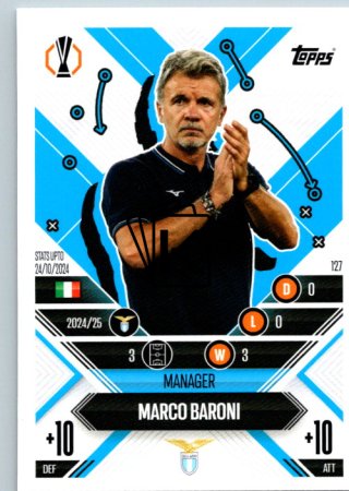 Fotbalová kartička 2024-25 Topps Match Attax EXTRA UEFA Club Competitions Manager Career 127.  Marco Baroni (SS Lazio)