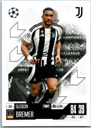 fotbalová kartička 2024-25 Topps Match Attax UEFA Club Competitions 319 Gleison Bremer (Juventus)