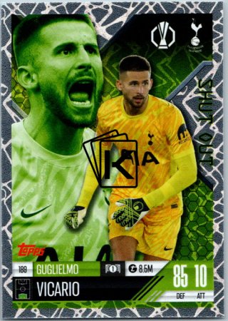 Fotbalová kartička 2024-25 Topps Match Attax EXTRA UEFA Club Competitions Shut Out 189 Guglielmo Vicario (Tottenham Hotspur)