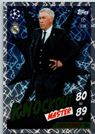 Fotbalová kartička 2024-25 Topps Match Attax EXTRA UEFA Club Competitions Knockout Master 306 Carlo Ancelotti (Real Madrid CF