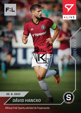 fotbalová kartička SportZoo 2022-23 Live L-017 David Hancko AC Sparta Praha
