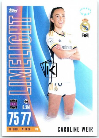 2023-24 Topps Match Attax EXTRA UEFA Club Competition UWCL Limelight 178 Caroline Weir Real Madrid CF