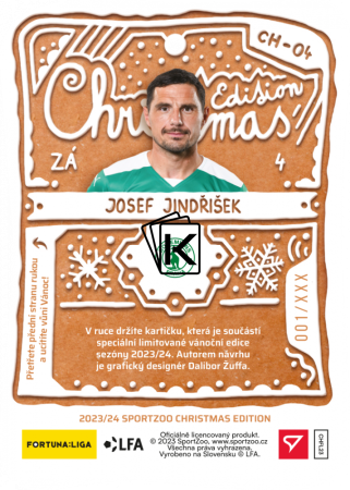 Předprodej fotbalová kartička 2023-SportZoo Fortuna Liga Christmas Edition CH-04 Josef Jindřišek Bohemians Praha