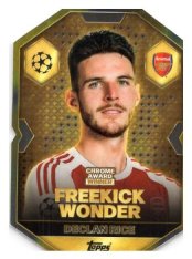 fotbalová kartička 2025-26 Topps Match Attax UCC Chrome Award Winner CA 14 Declan Rice (Arsenal)  -  Freekick Wonder