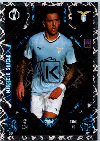 Fotbalová kartička 2024-25 Topps Match Attax EXTRA UEFA Club Competitions Midfield Shield 319 Matías Vecino (SS Lazio)