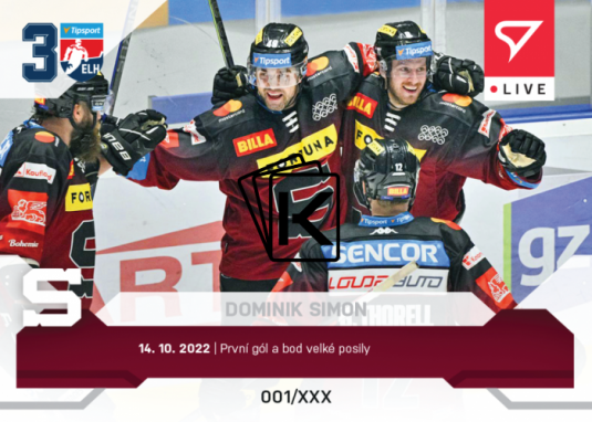 Hokejová kartička SportZoo 2022-23 Live L-024 Dominik Simon HC Sparta Praha