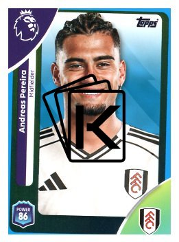 fotbalová kartička 2025-26 Topps  Premier League 153 Andreas Pereira (Fulham)-PARALLEL Blue