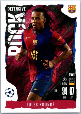Fotbalová kartička 2024-25 Topps Match Attax EXTRA UEFA Club Competitions Defensive Rock 89 Jules Koundé (FC Barcelona)