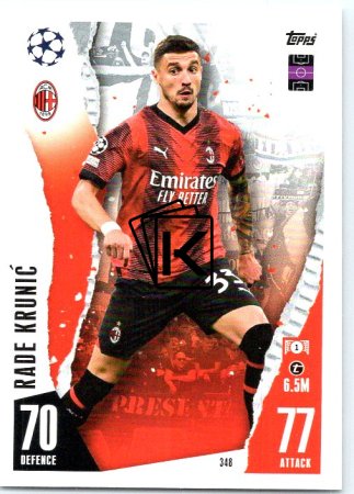 Fotbalová kartička 2023-24 Topps Match Attax UEFA Club Competitions 348 Rade Krunić AC Milan