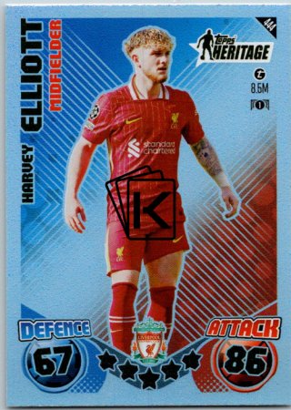 fotbalová kartička 2024-25 Topps Match Attax UEFA Club Competitions Topps Heritage 444 Harvey Elliot (Liverpool)