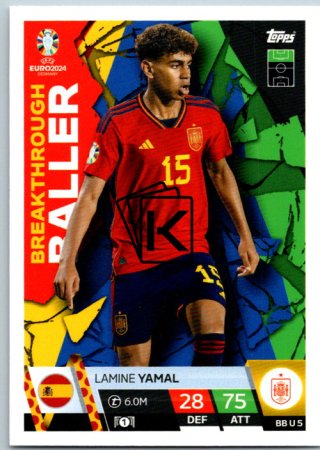 fotbalová karta Topps Match Attax EURO 2024 Breakthrough Baller BBU5 Lamine Yamal Spain RC