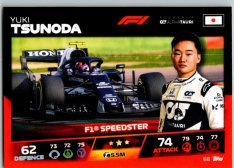 2021 Topps Formule 1 Turbo Attax Speedster 68 Yuki Tsunoda Scuderia Alpha Tauri