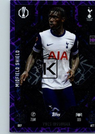 Fotbalová kartička 2024-25 Topps Match Attax EXTRA UEFA Club Competitions Midfield Shield 323.  Yves Bissouma (Tottenham Hotspur) Purple Parallel