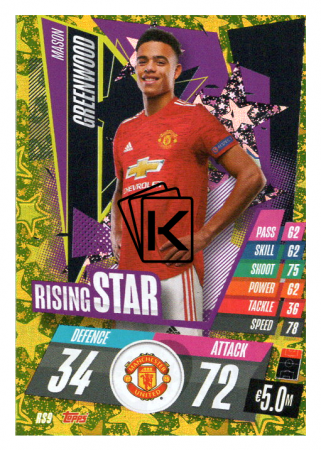 fotbalová kartička Topps Match Attax Champions League 2020-21 Rising Star RS9 Mason Greenwood - Manchester United