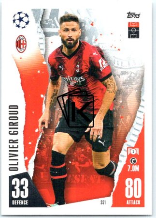 Fotbalová kartička 2023-24 Topps Match Attax UEFA Club Competitions 351 Olivier Giroud AC Milan