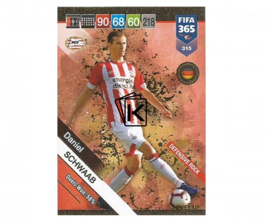 Fotbalová kartička Panini FIFA 365 – 2019 Defensive Rock 315 Daniel Schwaab PSV Eindhoven
