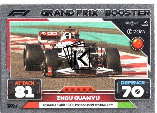 2022 Topps Formule 1Turbo Attax F1 Grand Prix Booster Cards 329 Zhou Guanyu (Alfa Romeo)