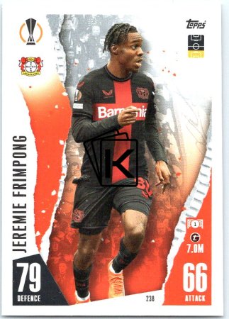 Fotbalová kartička 2023-24 Topps Match Attax UEFA Club Competitions 238 Jeremie Frimpong Bayer 04 Leverkusen