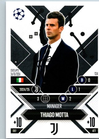 Fotbalová kartička 2024-25 Topps Match Attax EXTRA UEFA Club Competitions Manager Career 124.  Thiago Motta (Juventus)