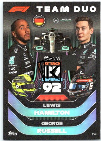2022 Topps Formule 1Turbo Attax F1 Team Duo157 Lewis Hamilton / George Russell (Mercedes-AMG)