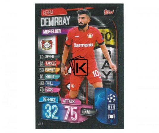 Fotbalová kartička 2019-2020  Topps Champions League Match Attax - Bayern 04 Leverkusen - Kerem Demirbay 8