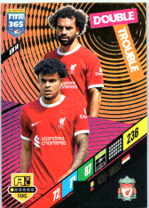 fotbalová karta Panini FIFA 365 2024 Adrenalyn XL LIV14 Luis Díaz / Mohamed Salah Liverpool Double Trouble