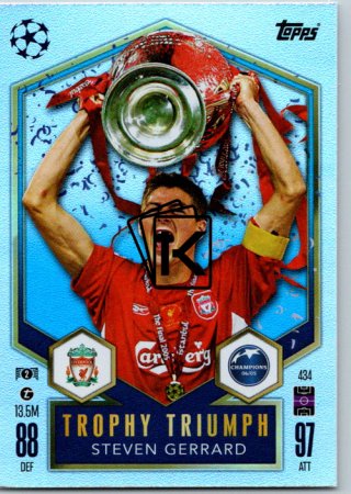 fotbalová kartička 2024-25 Topps Match Attax UEFA Club Competitions Trophy Triumph 434 Steven Gerrard (Liverpool)