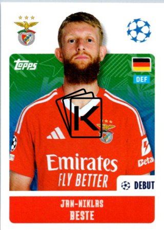 2024-25 Topps Champions League 348 Jan-Niklas Beste (SL Benfica)