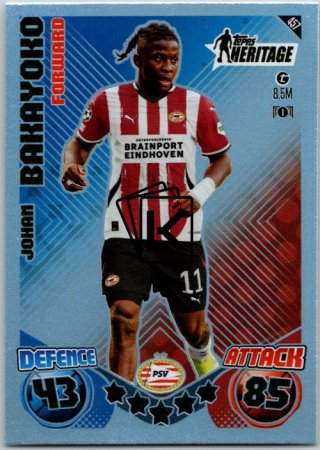 fotbalová kartička 2024-25 Topps Match Attax UEFA Club Competitions Topps Heritage 457 Johan Bakayoko (PSV Eindhoven)