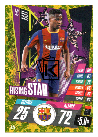 fotbalová kartička Topps Match Attax Champions League 2020-21 Rising Star RS1 Ansu Fati - FC Barcelona