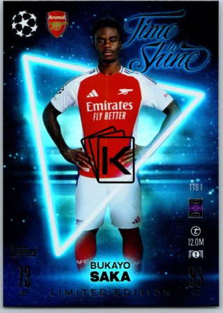 fotbalová kartička 2024-25 Topps Match Attax UEFA Club Competitions Limited Edition Time To Shine TTS1 Bukayo Saka (Arsenal)