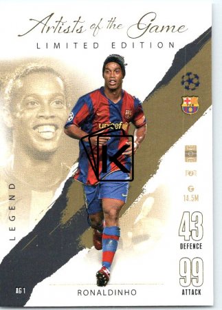 Fotbalová kartička 2023-24 Topps Match Attax UEFA Club Competitions Artist of the game AG1 Ronaldinho FC Barcelona