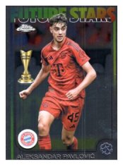 fotbalová kartička 2024-25 Topps Chrome UCC 61 Aleksandar Pavlović, FC Bayern München – Future Stars